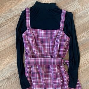 Modcloth Princess Highway Pink Plaid midi dress